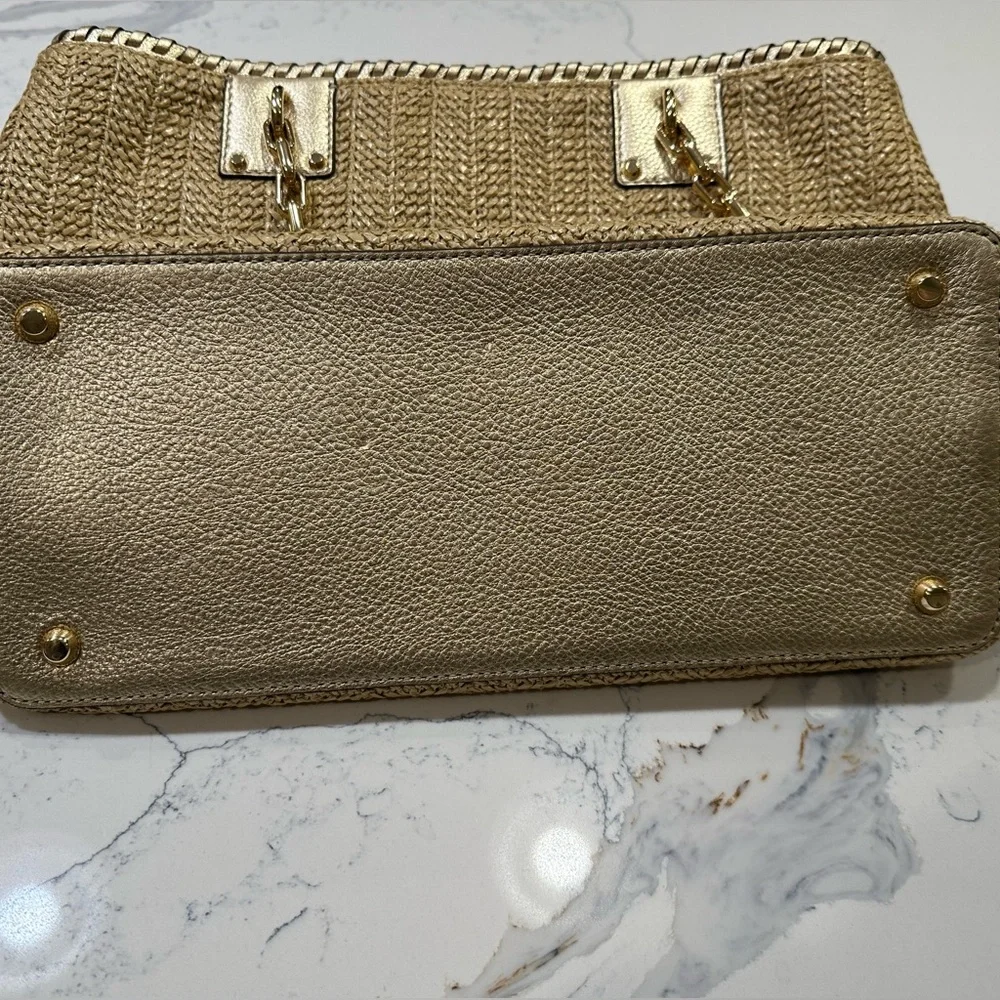 Micheal Kors leather and straw woven satchel - Picture 6 of 7